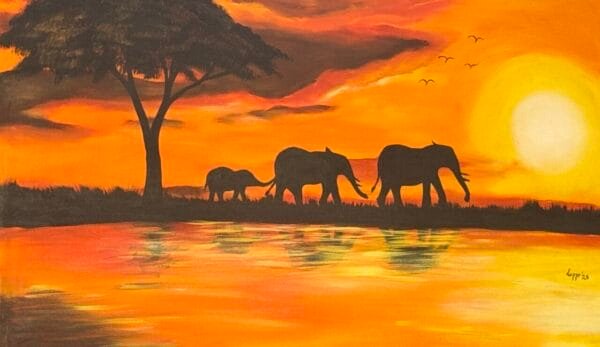 Elephant sunset